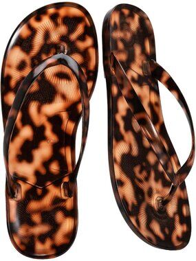 🆕 Womens Tortoise Shell Jelly Flip Flop Sandals Thong Flat Beach Pool Shoes